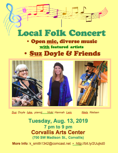 Suz Doyle & Friends concert poster 8-13-19